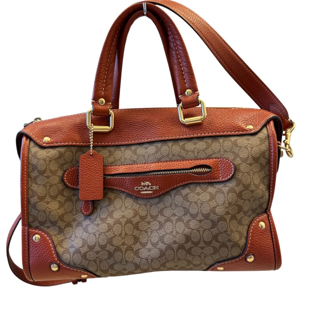 Women's Coach‎ Millie Satchel in Signature Colorblock Canvas Khaki terracotta